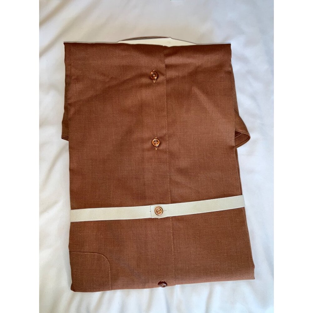 Pronto Uomo Rust Brown Woven texture Dress Shirt Size Large - Picture 5 of 6